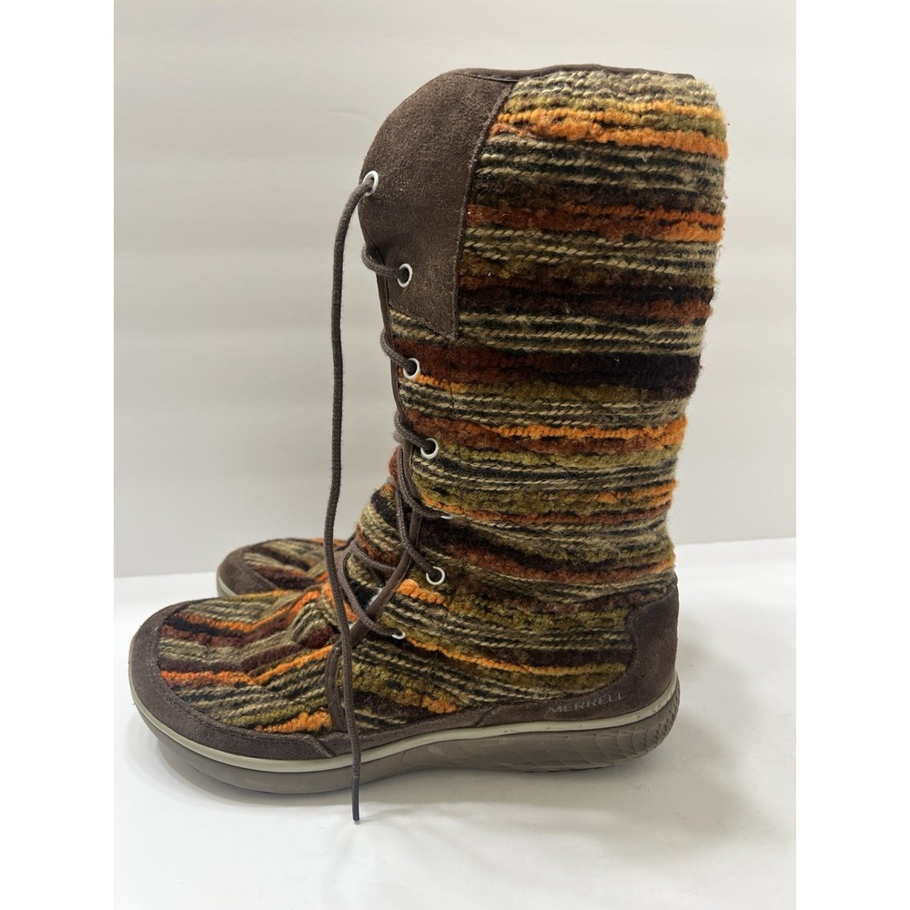 Merrell Women's Pechora Sky Boots Expressive Orange Faux Fur Lining Lace-Up 9 - Picture 4 of 13